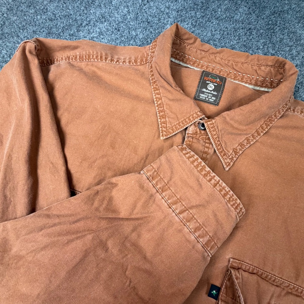 RedHead Mens 3XL Burnt Orange Heavy Cotton Long Sleeve Button Down Work Shirt